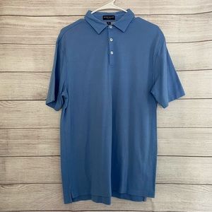 Peter Millar Collection Perfect Pigue Golf Short Sleeve Blue Polo Shirt - Size:M